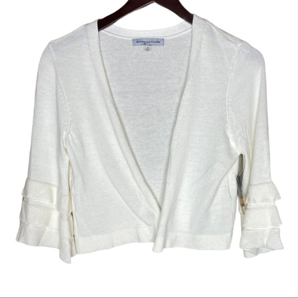DANNY & NICOLE SHRUG CARDIGAN SWEATER NWT S IVORY